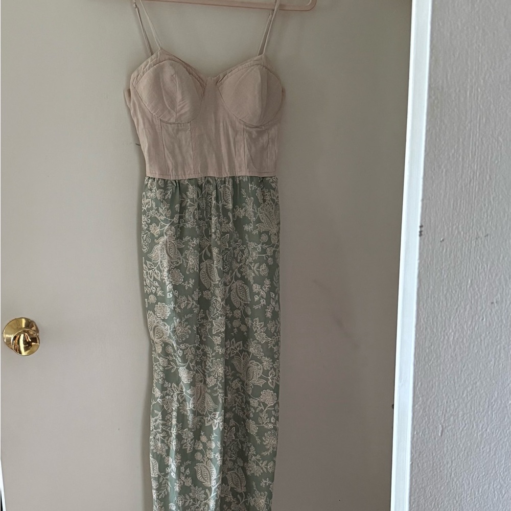 Spaghetti Strap Two-Tone Jumpsuit with Pockets